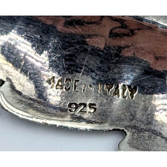 Leaf Sterling Silver Brooch Made In Italy Textured Gold Wash Vintage 925 Pin - Picture 8 of 10